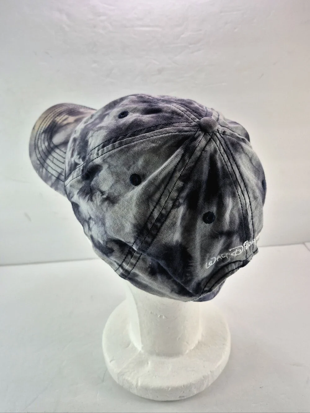 NWOT Disney Mickey Mouse Gray Blue White Tie Dye Brim Adjustable Hat